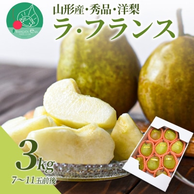 洋梨 ラ・フランス 3kg(7～11玉前後) 秀品 ギフト 山形県産 【令和8年産 先行予約】
