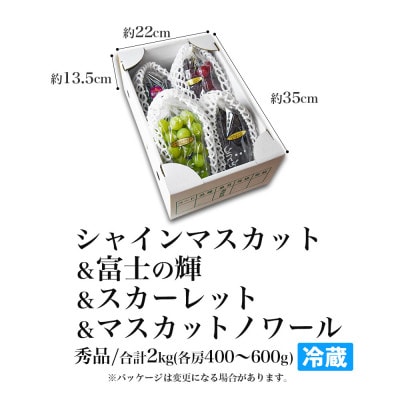 シャインマスカット&富士の輝&マスカットノワール&スカーレット 2kg【令和8年産 先行予約】