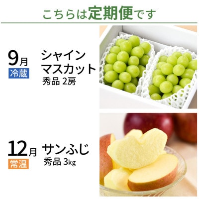【発送月固定定期便】秋のフルーツ(シャインマスカット、サンふじりんご)全2回