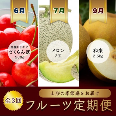 【発送月固定定期便】6月さくらんぼ秀品500g品種おまかせ 7月メロン9月和梨【令和8年発送】全3回