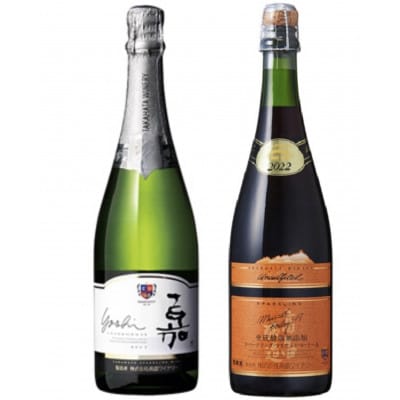 美酒県山形　ぶどう品種飲み比べ　シャルドネ　辛口　MベリーA　甘口　赤白スパークリング　2本セット