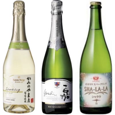 スパークリングワイン　3種類　6本セット　サントネージュ　嘉シャルドネ　シャララ　白　