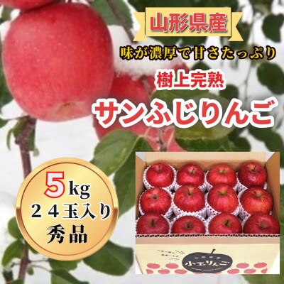 【2024年12月中旬より順次発送予定】小玉サンふじりんご　山形県産　秀品24玉入り　5kg箱