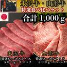 米沢牛・山形牛 特選ローススライス 合計1kg 詰め合わせセット
