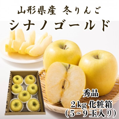 山形県産　シナノゴールドりんご2kg化粧箱　秀品　(5～9玉入り) 【2026年1月発送開始】