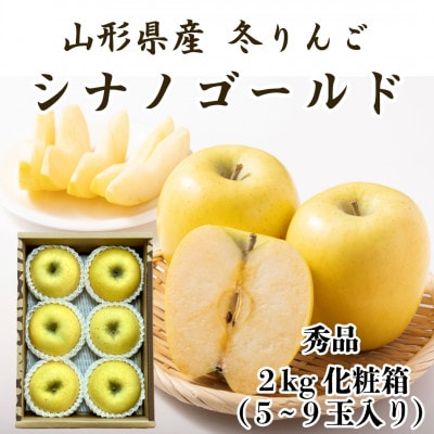 山形県産　シナノゴールドりんご2kg化粧箱　秀品　(5～9玉入り) 【2026年1月発送開始】