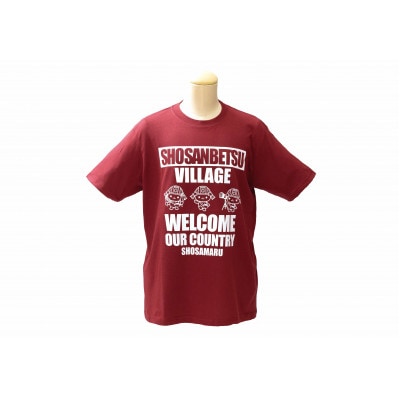 しょさまるグッズ【オリジナルTシャツ(バーガンディ/Sサイズ)・金のピンバッチ・メモ帳】