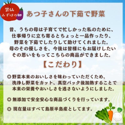 【雲仙みずほの郷】あつ子さんの5品目セット下茹で野菜
