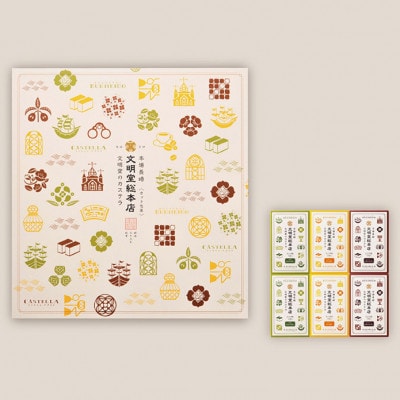 【文明堂総本店】カット包装カステラ 6箱入(プレーン×2・抹茶×2・チョコレート×2)
