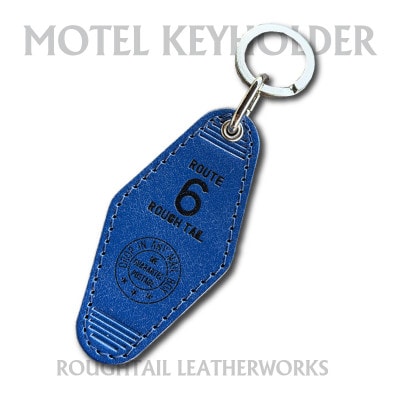 ラフテール【栃木レザー製牛革使用　モーテルキーホルダー】ブルー×ブラック