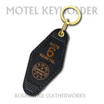 ラフテール【栃木レザー製牛革使用　モーテルキーホルダー】ブラック×ブラス