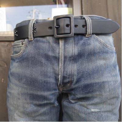 ラフテール【本革スタッズベルト(38mm)S】　CW-BELT-NOIR-FLOWER-S