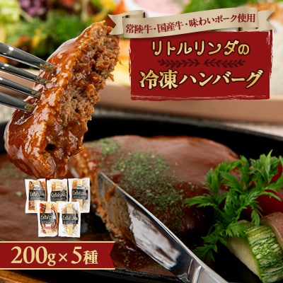 リトルリンダの冷凍ハンバーグ5種類入り(200g×5)ギフトボックス