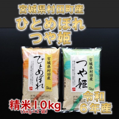 令和6年産 ひとめぼれ・つや姫 精米10kg(5kg×2) 食べ比べ 宮城県村田町産
