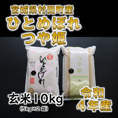 令和4年産 玄米10kg(5kg×2) ひとめぼれ・つや姫 食べ比べ 宮城県村田町産