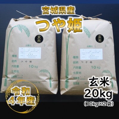 令和4年産 つや姫 玄米20kg(10kg×2) 宮城県産