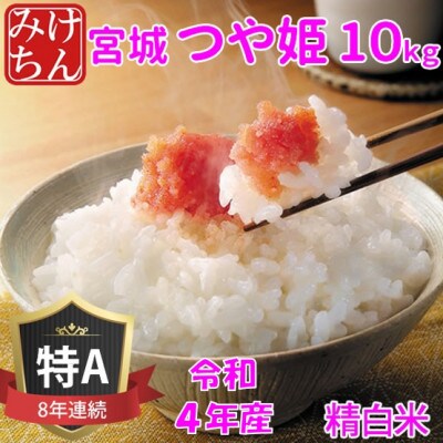 令和4年産 宮城県産つや姫 精白米10kg ◆8年連続最高評価特A受賞