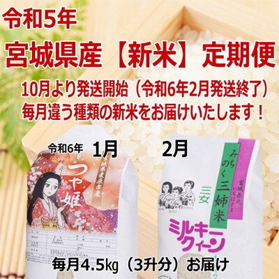 【発送月固定定期便】【宮城米定期便】※10月中旬お届け開始です!全5回