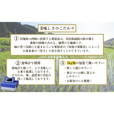 【毎月定期便】宮城県栗原産 つや姫 白米 5kg 全6回