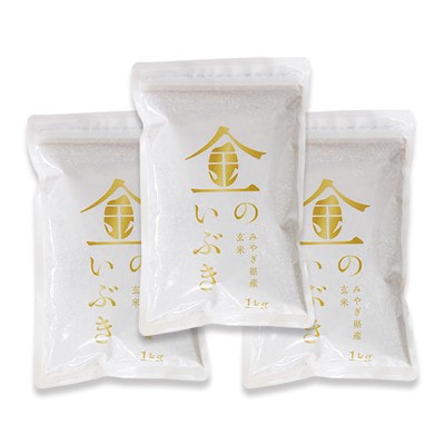 【毎月定期便】金のいぶき 玄米 3kg(1kg×3袋)全12回