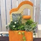 軽量壁付きミニプランター(色:オレンジ)(植物付き)