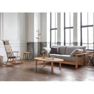 ナガノインテリア ソファ 『LAND』 LC636-LJ39 レッドオーク　肘クッション2個付き