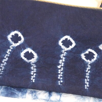 伝統工芸「甘木絞り」ミニショルダーダブルポシェット　小花柄