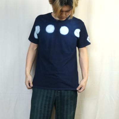 伝統工芸「甘木絞り」絞り染めTシャツ《水玉》サイズ:1　綿100%　藍染め