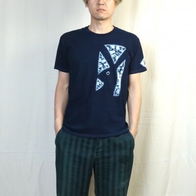 伝統工芸「甘木絞り」絞り染めTシャツ《ラビット》サイズ:2　綿100%　藍染め