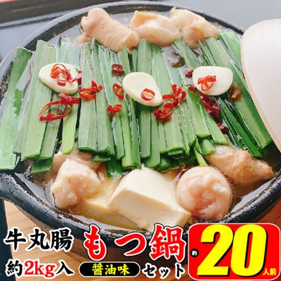 もつ鍋セット(醤油)【牛丸腸(200g×10パック)、濃縮スープ(50g×10パック)】