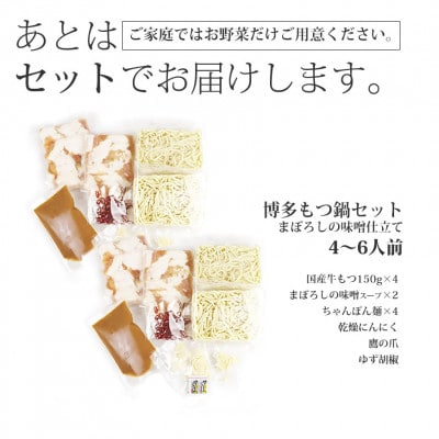 博多もつ鍋セット(まぼろしの味噌仕立て)国産牛もつ 600g!4～6人前(朝倉市)