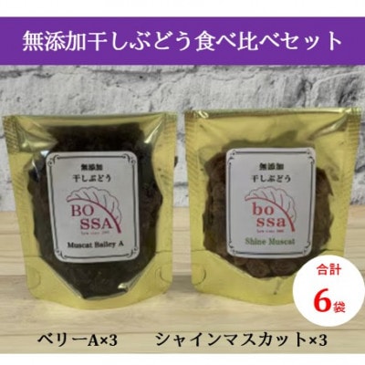 【数量限定】無添加干しぶどう2種セット(シャインマスカット&ベーリーA各3袋　計6袋)国産