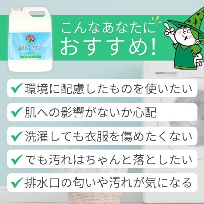 迷ったらこれ　ふるさと納税専門誌掲載品　世界で一つだけの機能を持つ洗剤　緑の魔女ランドリー5L×3