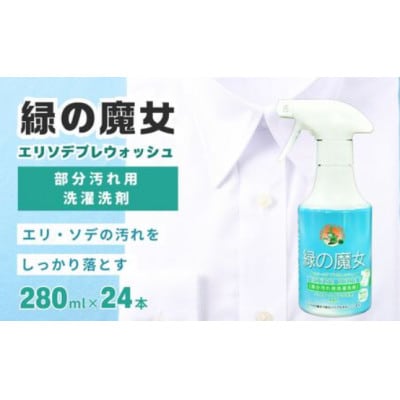 新製品　2024年春頃発売　部分洗い洗剤　無香料　緑の魔女エリソデプレウォッシュ　280mL×24