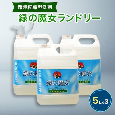 【毎月定期便】ふるさと納税専門誌掲載品　環境配慮型洗剤緑の魔女ランドリー5L×3セット 全12回