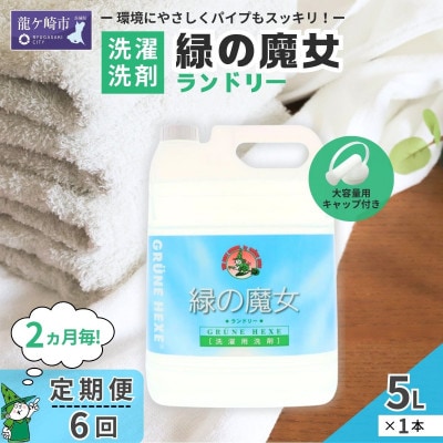 【2ヵ月毎定期便】次世代型環境配慮型洗剤 緑の魔女ランドリー5L×1 全6回