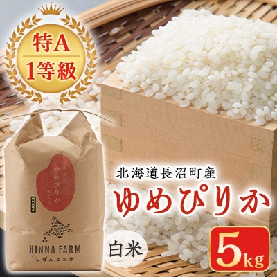【毎月定期便】【特A・1等級】北海道産ゆめぴりか 白米5kg 北海道長沼町産全3回
