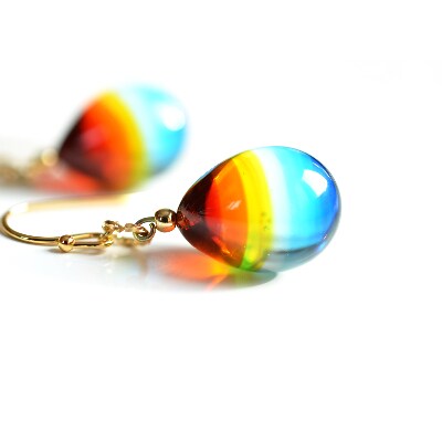 【Soukore】ガラスアクセサリー Rainbowピアス