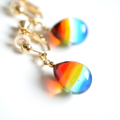 【Soukore】ガラスアクセサリー Rainbowイヤリング