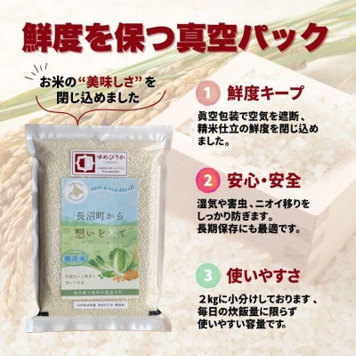 【令和7年産・無洗米・真空パック】長沼町産ゆめぴりか 2kg×2袋