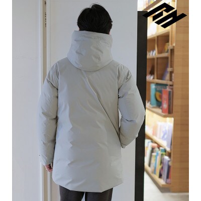 北海道ダウン:Retar Nuy/レタールヌイ ダウンミドルコート　男女兼用　アイスグレー/Mサイズ