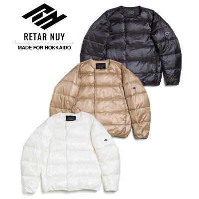北海道ダウン:RETAR NUY/CISE 25 カーディガン 男女兼用 ベージュ/Mサイズ