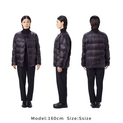 北海道ダウン:RETAR NUY/CISE 25 カーディガン 男女兼用　ブラック/Mサイズ