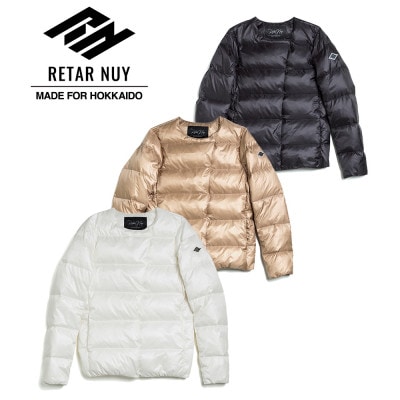 北海道ダウン:RETAR NUY/レタールヌイ ダウン カーディガン　女性サイズ　ブラック/M