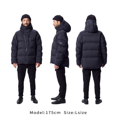 北海道ダウン:RETAR NUY/レタールヌイ ダウンパーカー25 男女兼用 ブラック/XS