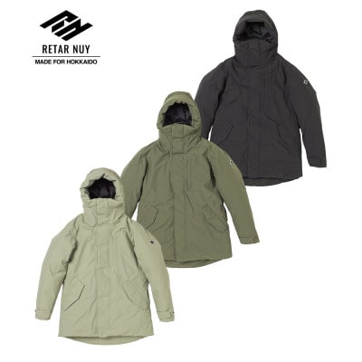 北海道ダウン:RETAR NUY NITAY ダウンコート25 男女兼用 ブラック/XLサイズ