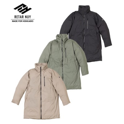 北海道ダウン:RETAR NUY/TANNE ロングダウンコート25 男女兼用 ブラック/XLサイズ