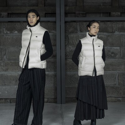 北海道ダウン:RETAR NUY/ESON ダウンベスト25 男女兼用 ホワイト/Lサイズ