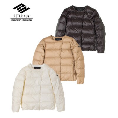 北海道ダウン:RETAR NUY/CISE ダウンカーディガン 25 女性専用 ホワイト/Mサイズ