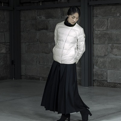 北海道ダウン:RETAR NUY/CISE ダウンカーディガン 25 女性専用 ホワイト/Lサイズ